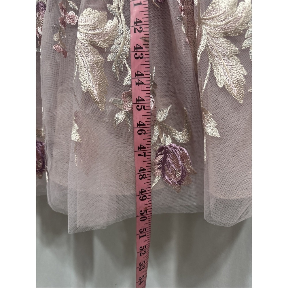 NEW $795 Marchesa Notte [ 6 ] Embroidered Puff Sleeve Midi Dress Rose Pink J2151 - Picture 7 of 15